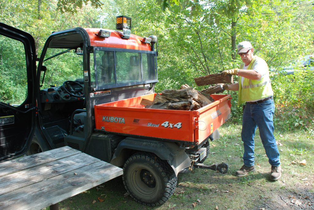 Unloading firewood